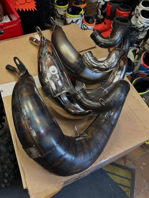 Fresh two-stroke expansion chambers in the shop