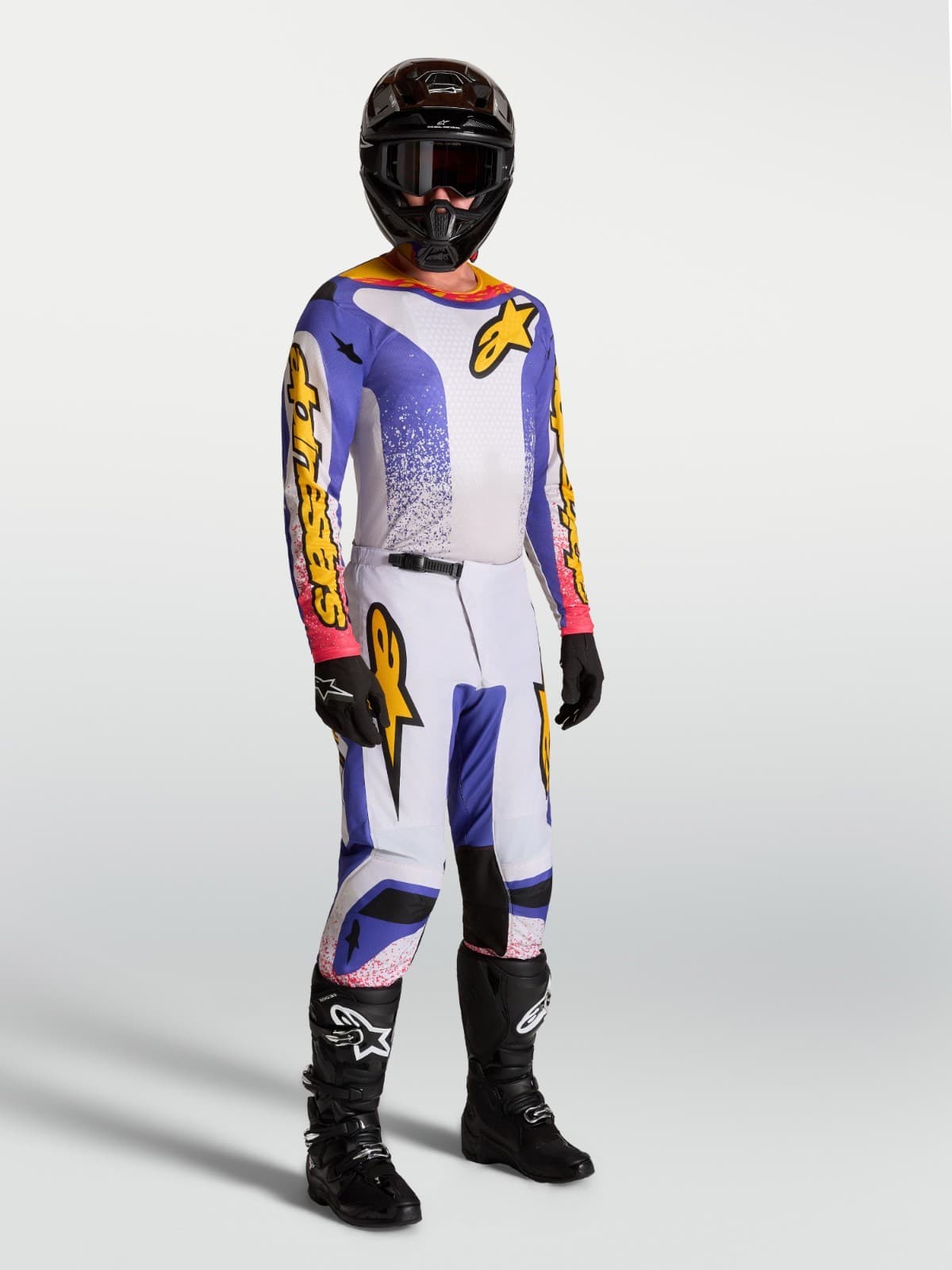 Alpinestars fluid drag full 2027 motocross/enduro kit light lilac/blue/iris gold