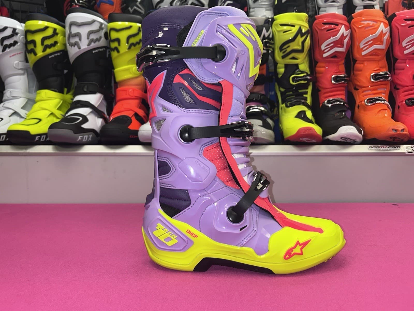Alpinestars 2026 tech 10 supervented motocross/enduro boot purple/yellow